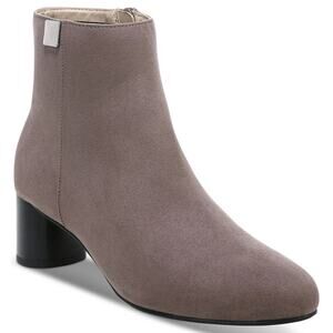 Alfani Women Sylus Block Heel Ankle Booties Size US 10M Taupe Grey Microsuede